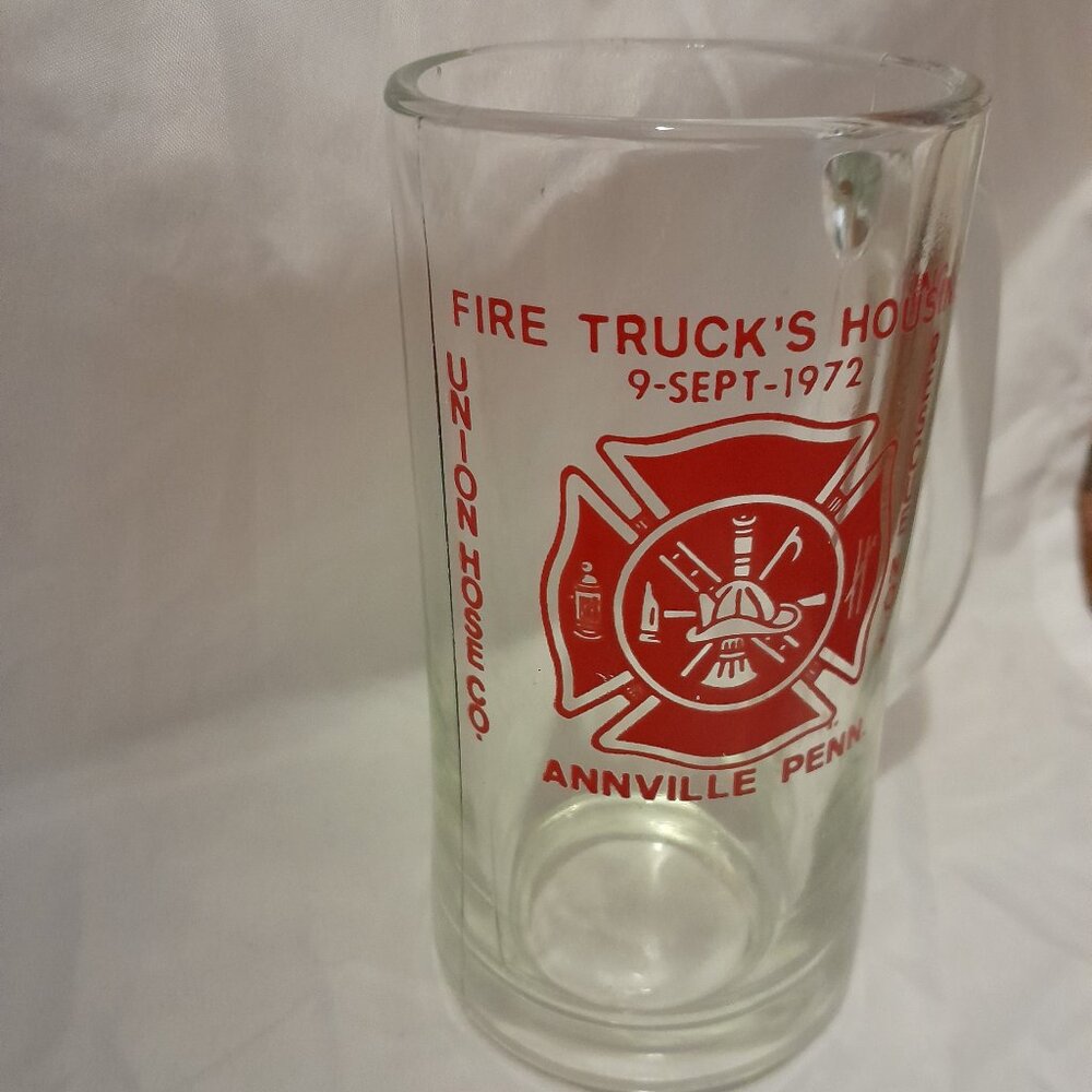 Vintage 1972 Annville Penn Union Hose Co Minimalist Fire Truck Housing Glass Mug - Picture 2 of 8